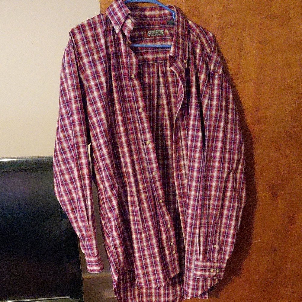 Stone River Red Plaid Casual Button Down Shirt